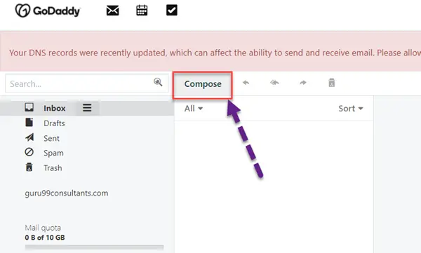 Compose And Send an Email Using GoDaddy Webmail