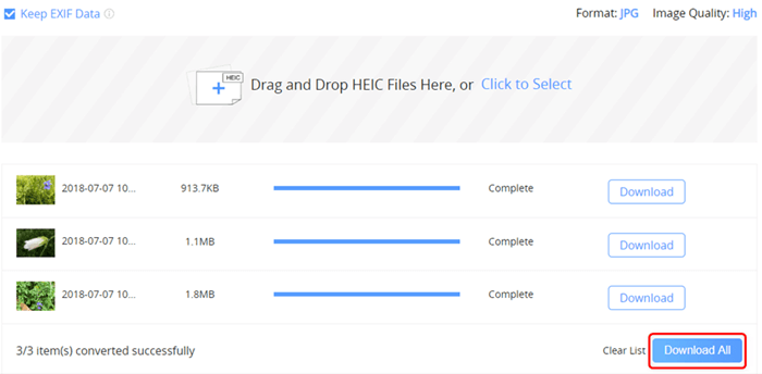 Convert HEIC files to JPEG