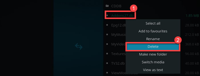 Delete the Kodi Database