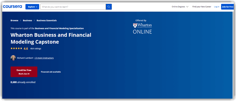 Wharton Business and Financial Modeling Capstone