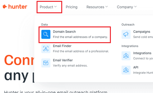 Guess Email with the Web Tool HUNTER.IO