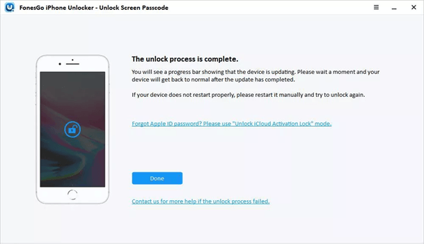 unlock iPhone without password using FonesGo