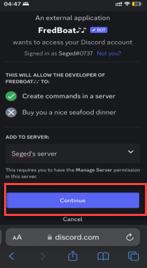 play music on Discord on Mobile
