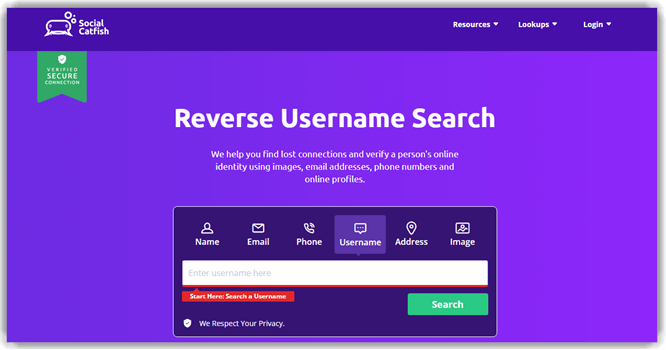 Social Catfish reverse lookup tool