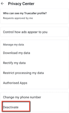 Deactivate Truecaller Account For Android Users