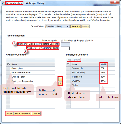 Personalization settings pop-up view