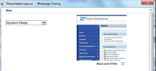 Setting skin in personalization