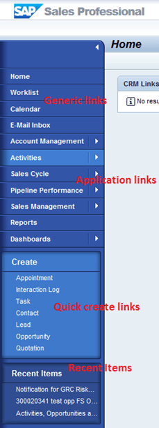 Navigation Bar in SAP CRM Web UI