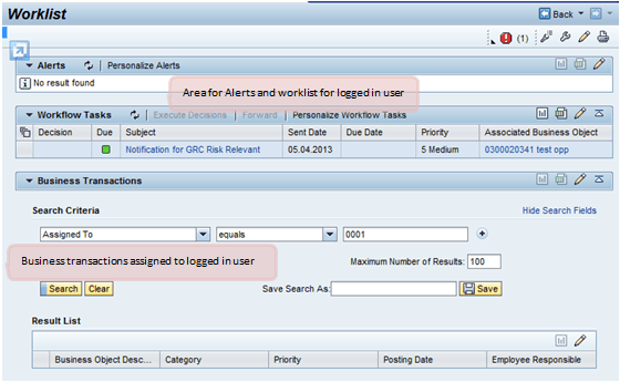 Worklist page