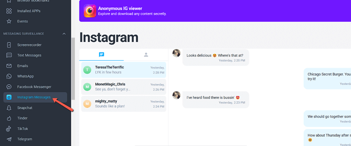 mSpy Instagram Monitoring