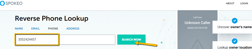 Spokeo phone number search interface